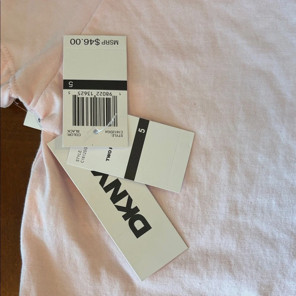 DKNY Light Pink Studded Heart Crop Tee with Black Faux Leather Cargo Skirt - Picture 5 of 8